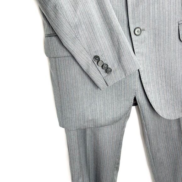 Domenico Vacca Grey 100% wool pinstripe pant Suit - Picture 4 of 12